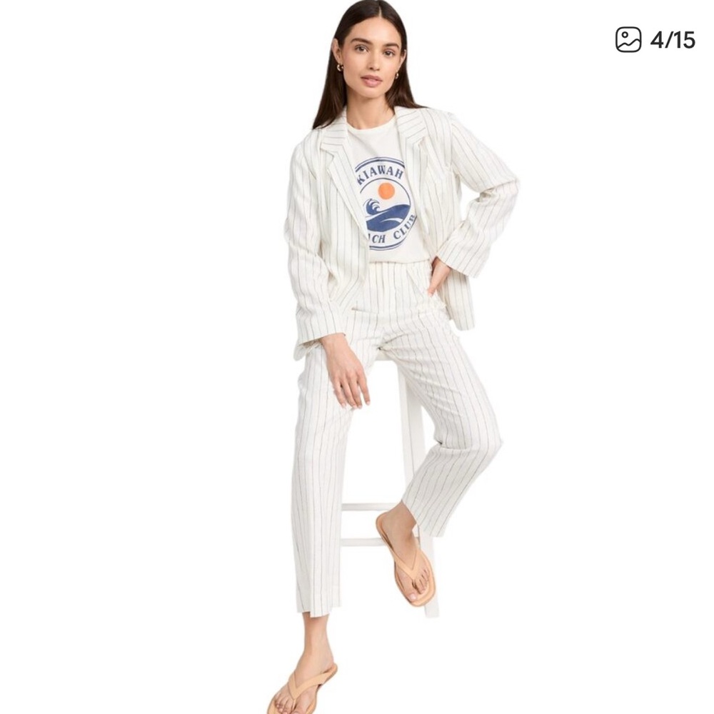 THE GREAT. Cream Striped Blazer - Picture 3 of 8